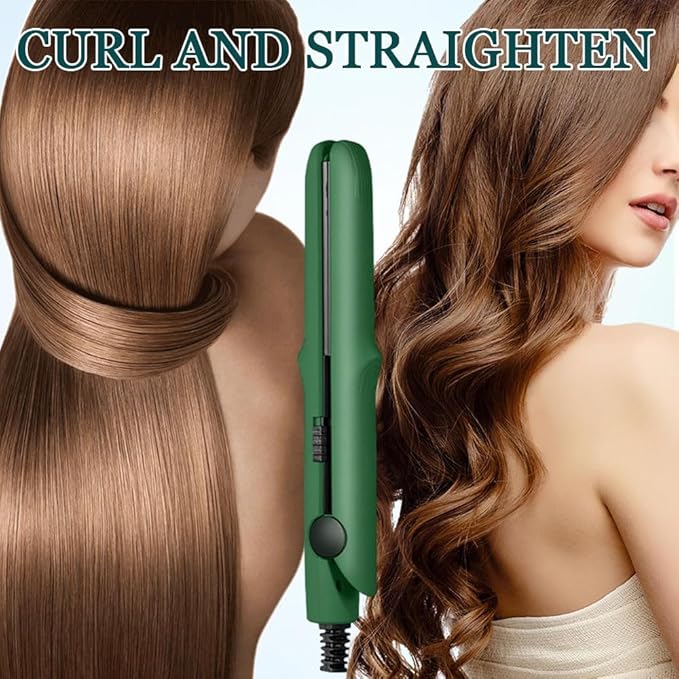 2026 New Mini Curling Iron for Short Hair, 2 in 1 Mini Curling Wand & Flat Iron Hair Straightener, Dual-Purpose Curling Iron, Portable Travel Curling Wand Hair Straightener (Purple)