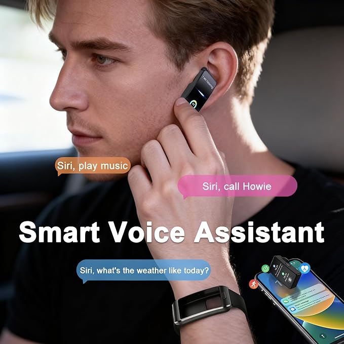 2-in-1 Smart Health Band with Built-in Bluetooth Earbuds, Fitness & Activity Tracker with Heart Rate & Sleep Monitor, Bluetooth Call Support, 1.57" HD Touchscreen for Daily Wellness(Blue)