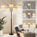 Fansdrick Floor Lamps for Living Room, 4000LM Super Bright Arc Floor Lamp with Remote Control, 5 Light Tall Floor Lamps with Stepless Dimmable, 80" Mid Century Tree Floor Lamp for Bedroom, Office