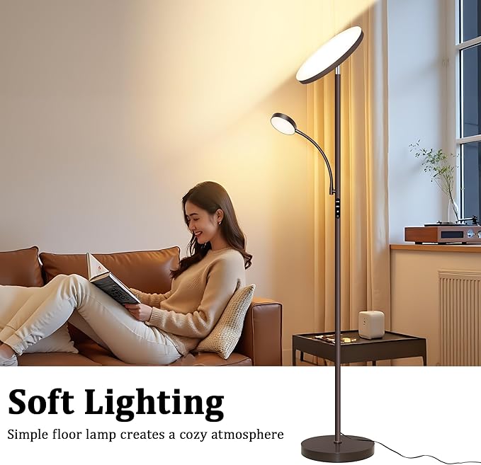 Aulaiyi Floor Lamps for Living Room,42W Super Bright LED Floor Lamp,2-in-1 Dimmable Standing Lamp with Reading Light,69'' Tall Lamp with Remote & Touch Control, Modern Floor Lamp for Bedroom,Office