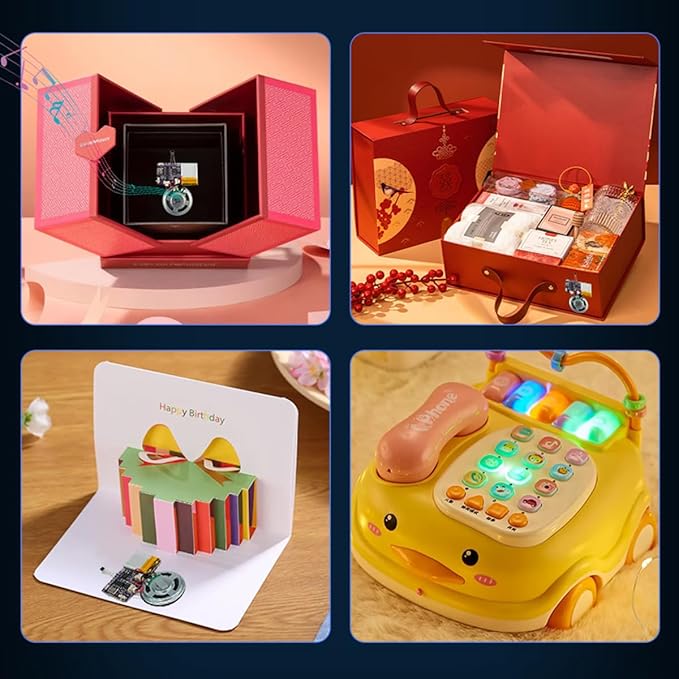 Voice Module,MP3 Music Sound Chips, 16MB Sound Module for Crafts, Christmas, New Year Greeting Cards, Box with Speaker Lithium Battery Powered and USB Cable. (JR-JX7004-Magnet-2P)