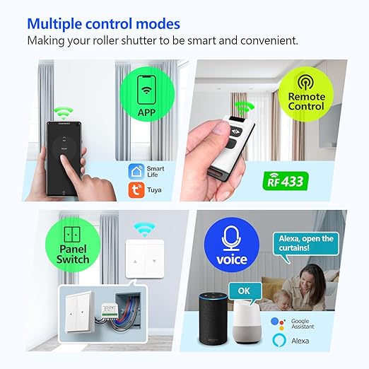 DieseRC WiFi Smart Roller Shutter Controller Module, Tuya APP WiFi Control Compatible with Alexa/Google Home APP Control and Manual Switch, Electric Motor Switch