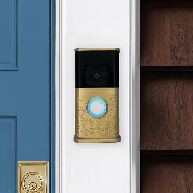 Garden Video Doorbell Cover (Compatible with Ring 3, 3 Plus, 4, Battery Plus, and Battery Pro) (Brass)