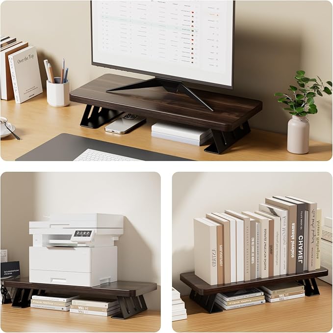 NestNeat Monitor Stand - 24 Inch Wood Monitor Stand Riser, 220 Pounds Load Capacity Desk Monitor Riser for Laptop/PC/Printer, Desktop Stands Organizer for Home Office