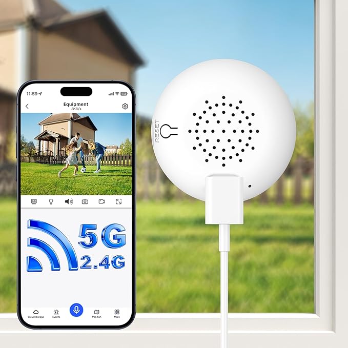 Noaheye Window Camera No-Drill 2K Ultra HD Window Security Camera with 5G/2.4G WiFi, Enhanced Night Vision, AI Human Detection, Easy Glass Mount for Apartment, Condo, and Home Outdoor View