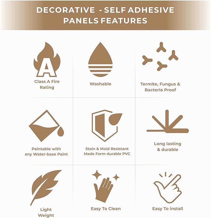 From Plain To Beautiful In Hours 9004 Depth Tier PVC 12 in x 12 in Peel and Stick Wall Panels (Covers / 10 sq.ft), Brown Candy, 10 Piece