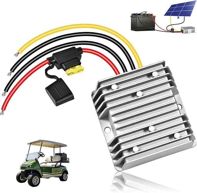 ikkwmei DC-DC Professional 48V 36V to 12V Voltage Regulator, 240W 20A for Golf Cart Converter, Waterproof DC Convert Regulator Transformer with Fuse