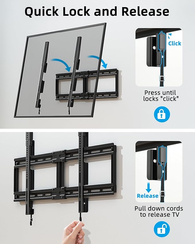 HOME VISION Ultra Slim Fixed TV Wall Mount Bracket for 42-100 Inch Flat/Curved Screens, Max VESA 800x600mm, 200lbs Capacity, 0.86" Low Profile, Universal, Heavy Duty, HV8802