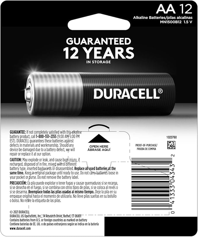Duracell Coppertop AA Batteries with Power Boost Ingredients, 12 Count Pack Double A Battery with Long-lasting Power, Alkaline AA Battery for Household and Office Devices