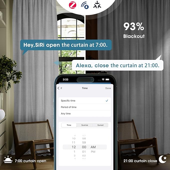 SmartWings Automatic Curtain Opener with Drapery, Motorized Vertical Blinds with Remote, Electric Closet Doors Sliding Panels Compatible with Alexa Google Homekit, 93% Blackout Light Grey