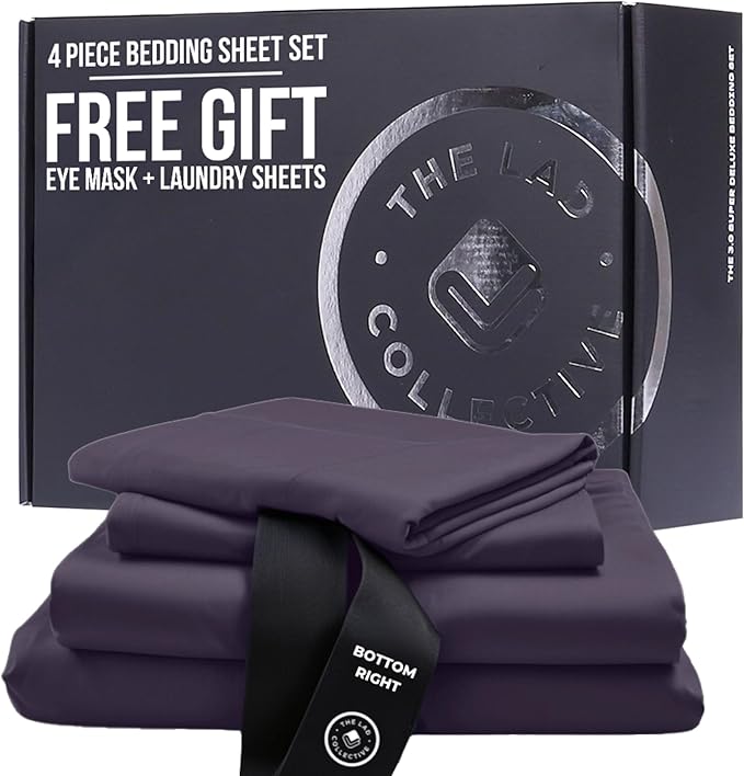 THE LAD COLLECTIVE 3.0 Twin XL Bedding Set - Twin XL Bedding Sets - 4-Piece Bedset w/Fitted Sheet, Top Sheet & 2 Standard Pillowcases [Duvet Not Included] - Bamboo-Cotton - Yosemite [Charcoal]