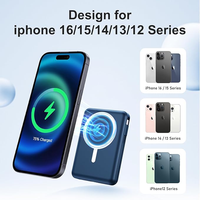 for Magsafe Portable Charger - 10000mAh Battery Pack for Magsafe with USB-C Cable and PD 20W USB C Fast Charging LED Display, Magnetic Wireless Power Bank for iPhone 17/16/15/14/13/12/Pro/Pro Max