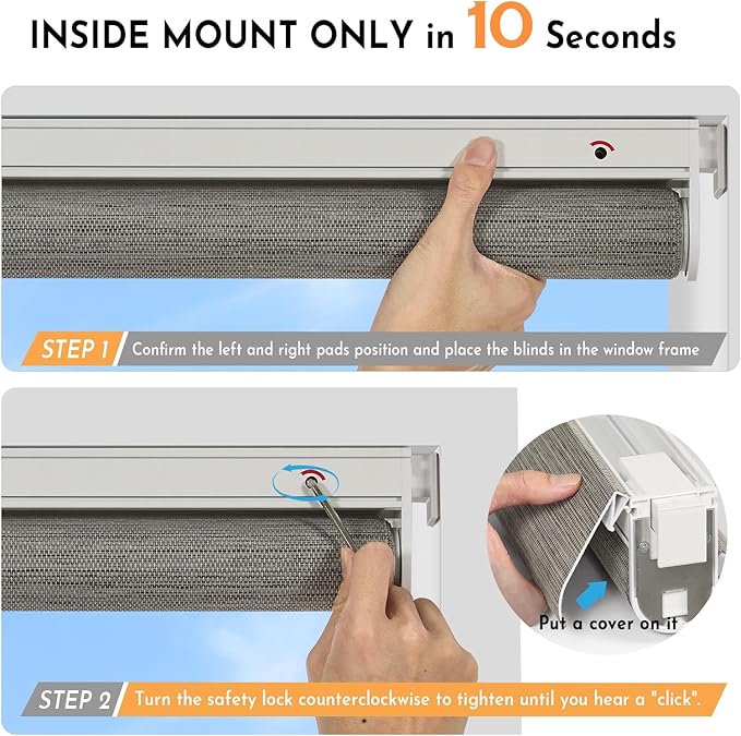 Persilux Smart Motorized Blinds with Remote, No Drill Automatic Roller Shades for Indoor Windows, Light Filtering Linen Fabric, Electric Blinds for Windows, Weave Blend Smoke C162-7, Custom Size