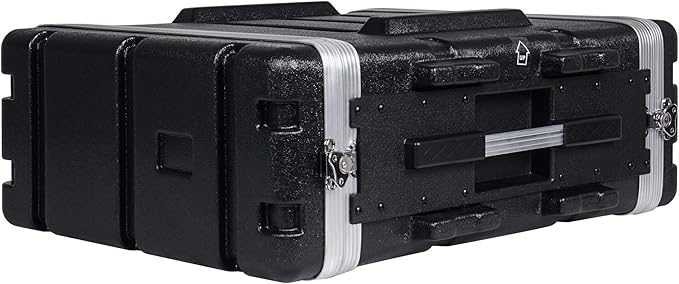 Sound Town Lightweight 4U PA DJ Rack/Road Case with ABS Construction, 19” Depth and Heavy-Duty Latches (STRC-A4U)