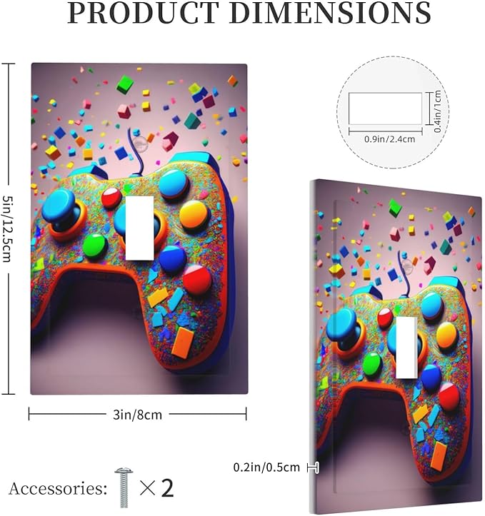 Bvtewkhz Videos Game Controller 1 Gang Single Toggle Decorative Light Switch Covers Electrical Faceplate Switchplates for Bathroom Kitchen Home