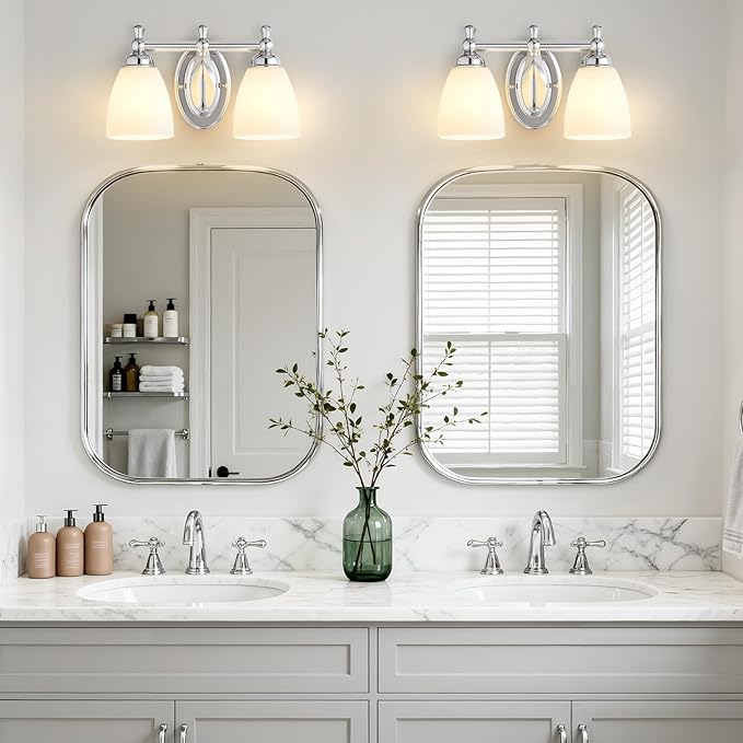 EJIAXIN Bathroom Vanity Lights Over Mirror, 2 Light Bath Vanity Light Modern Chrome Bathroom Lighting Vanity Light Vintage Style for Living Room Cabinet Bedroom Restroom