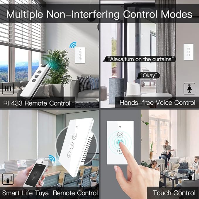 MOES WiFi Smart Curtain Switch Motorized Roller Blinds Shutter Switch,Smart Life/Tuya APP Remote Control,Compatible with Alexa Echo and Google Home