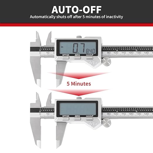 Unipec 12 Inch Digital Caliper, 150mm Calipers Measuring Tool with Stainless Steel, IP54 Splash Proof Protection Design