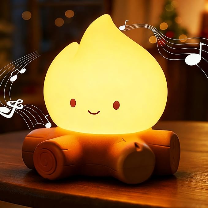 Tarinks Campfire Night Light, Portable Flame Lamp with White Noise, Cute Silicone Flameless Candle Lights,Suitable for Kids lamp Bedroom, Indoor/Outdoor and Home Decoration