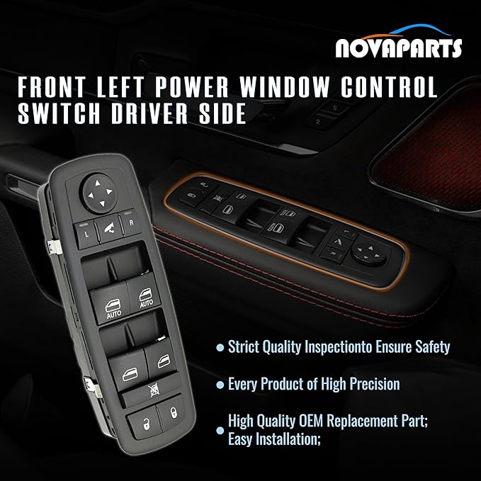 NOVAPARTS 11PINS 56046826AE Driver Side Power Control Window Switch for 2016-2018 Ram 1500 2500 3500 2019-2024 Ram 1500 Classic 56046826AC 56046826AD Front Left (2 Auto, 3+8 pins)