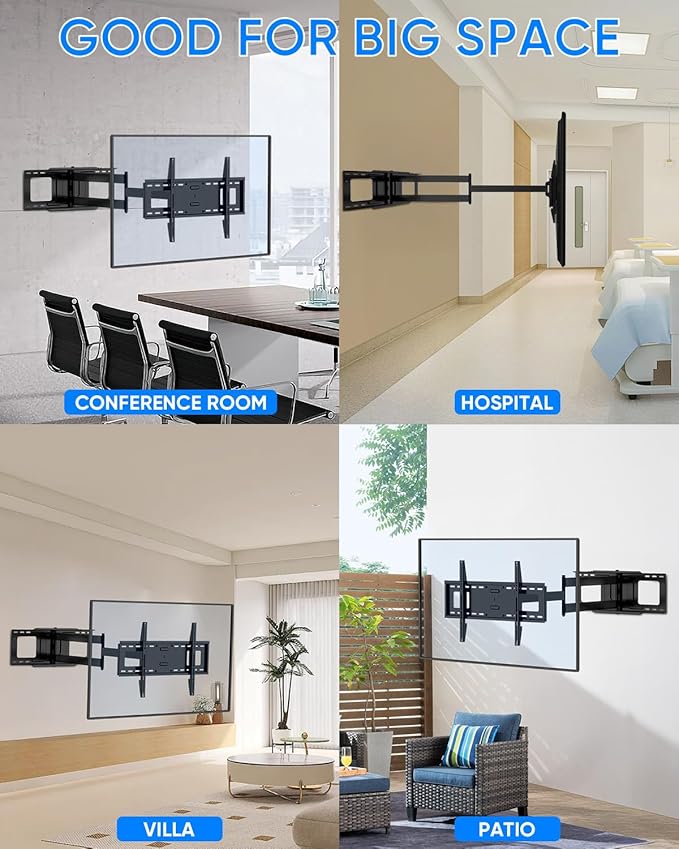 48'' Extension Extra Long Arm TV Wall Mount, Heavy Duty Full Motion TV Wall Mount for 37 to70,75,77,80,85'' Screens, Max VESA 600x400mm, Hold 110 lbs, 16''-24'' Wood Studs/Concrete/Brick Wall