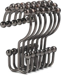 Shower Curtain Hooks, Goowin Shower Curtain Rings, Stainless Steel Shower Curtain Hooks Rust Proof Free Sliding Double Shower Hooks for Curtain, Shower Curtains & Liners (Bronze)