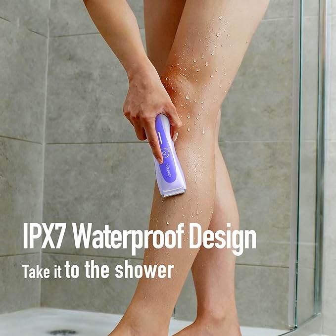 BAREWIZE Bikini Trimmer for Women, Electric Shaver for Women | LED Light, IPX7 Waterproof, USB-C Rechargeable, Ceramic Blade | Electric Razors for Women, Pubic Hair Trimmer Women (Violet Haze)