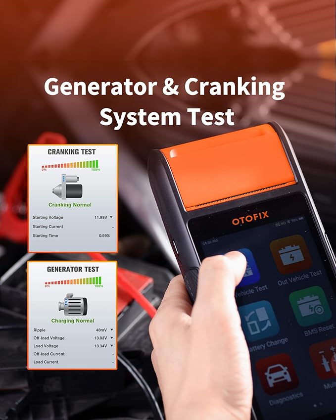OTOFIX by Autel Professional Battery Tester with VCI connection,All Systems Diagnostic Scanner with Printer, Cold Cranking & Charging Analyser, BMS/ Electric Reset