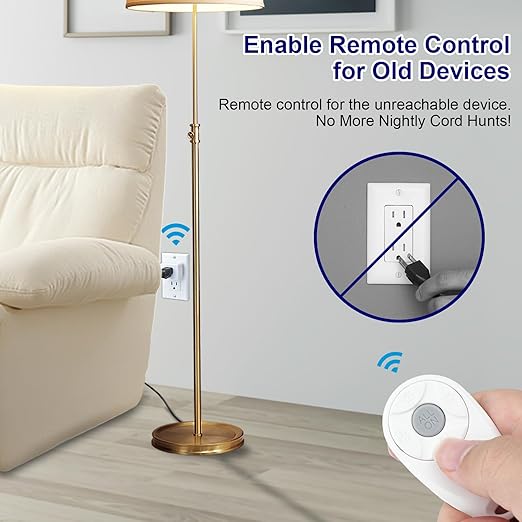 Greencycle Remote Control Outlet,2 Wireless Light Switches and 2 Outlet Plugs,Remote Outlets Switch,No Wiring Needed,500ft Range Coverage,15A/1500W for Lamps,Fans,TV,FCC Certified, White