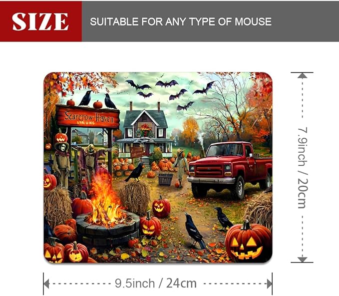 Halloween Pumpkin Lanterns Square Mouse pad, Texture, Waterproof, Anti Slip Rubber Base, Computer Mouse pad, Laptop Mouse pad