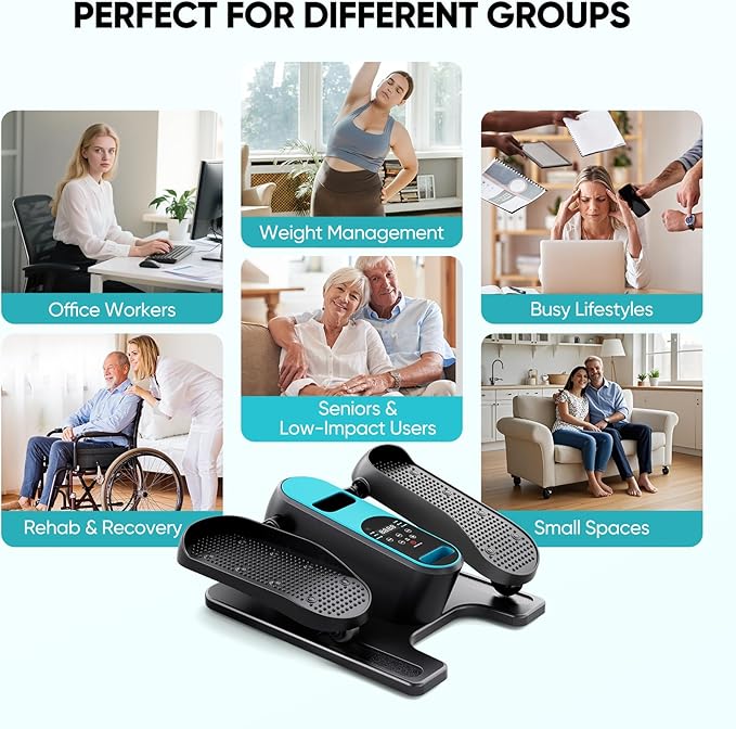Dripex Under Desk Elliptical Machine, Electric Leg Exerciser While Sitting for Seniors, Portable Seated Pedal Exerciser with 12 Level Speeds, Remote Control, 6 Auto preset Programs