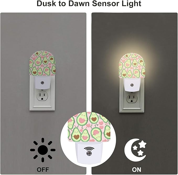 sndheke Cute Pink Avocado Night Light for Kids, Heart Shaped Avocado Night Light Plug in with Dusk to Dawn Sensor, 0.5w Energy Saving Sleep Friendly Nightlight for Hallway Stairway Kitchen Bedroom