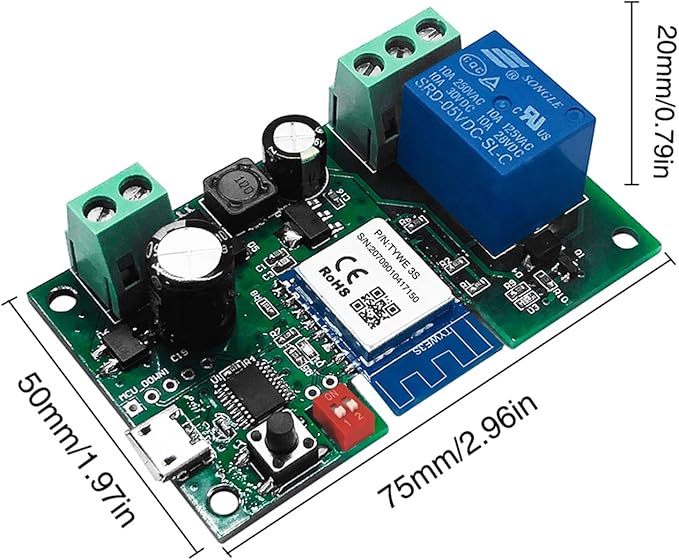 Newgoal WiFi Wireless Inching Relay Switch Momentary DIY Smart Home Remote Control DC 5-32V AC 90-250V Compatible With Alexa Echo IFTTT (Using TUYA/Smart Life APP)