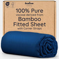 Bambaw 100% Viscose Derived from Bamboo Full Fitted Sheet, Cooling Fitted Sheet Full Size, Navy Blue Fitted Sheet Only, 15’’ Deep Full Bed Fitted Sheet Only, Full Mattress Fitted Sheet (Navy Blue)