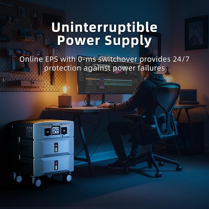 IEE SP5000 Solar Generator with 2x400W Solar Panel,120/240V Dual Voltage 5000W(Peak 9000W) 5120Wh LFP Battery Power Station,Fast Charging APP Control for Home Use,Emergencies,RVs.
