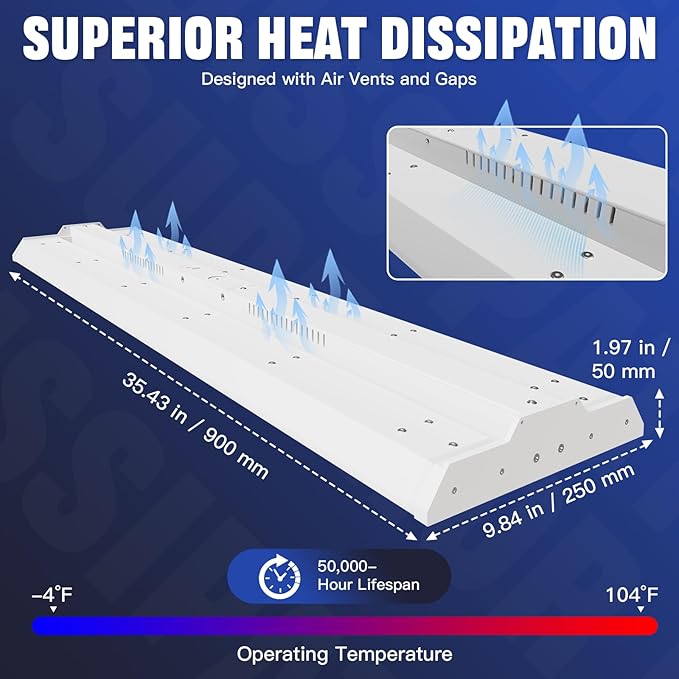 JTT LED Linear High Bay Light 300/240/200W,3FT 45000LM Linear Shop Light Commercial 120-277V,4000/5000K High Bay Lights Shop Workshop Store Commercial Supermarket Warehouse Basement,2-Pack ETL