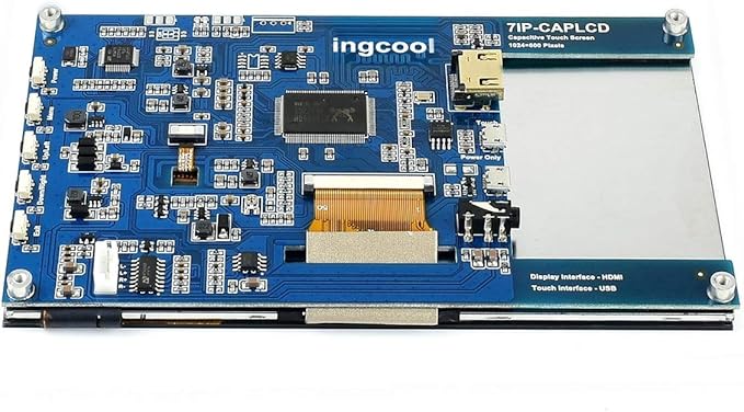 Ingcool 7 inch HDMI LCD 1024x600 Resolution Capacitive Touch Screen IPS Display Module Compatible with Raspberry Pi 4 3 2 1 B B+ A+,Jetson Nano,Support Software Resolution (up to 1920×1080)