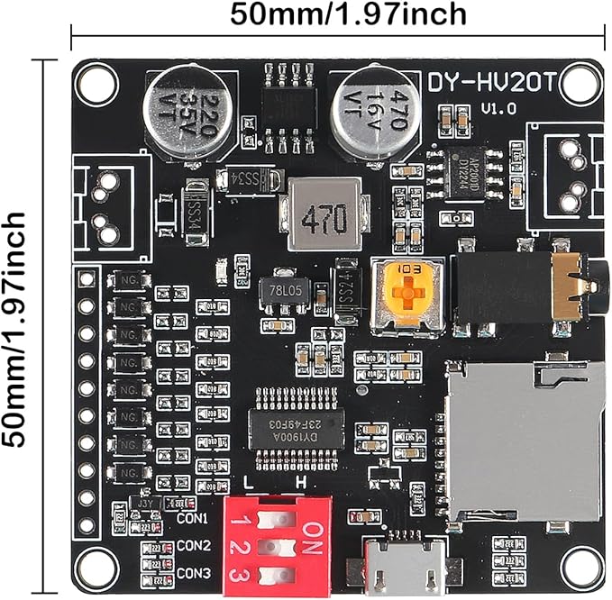 AITIAO 2PCS 20W Voice Playback Module MP3 Music Player DC 6-35V 12V/24V Sound Board USB Downloadable Music Player 24-bit DAC Output MP3 WAV Support TF Card 32GB for Broadcast Device