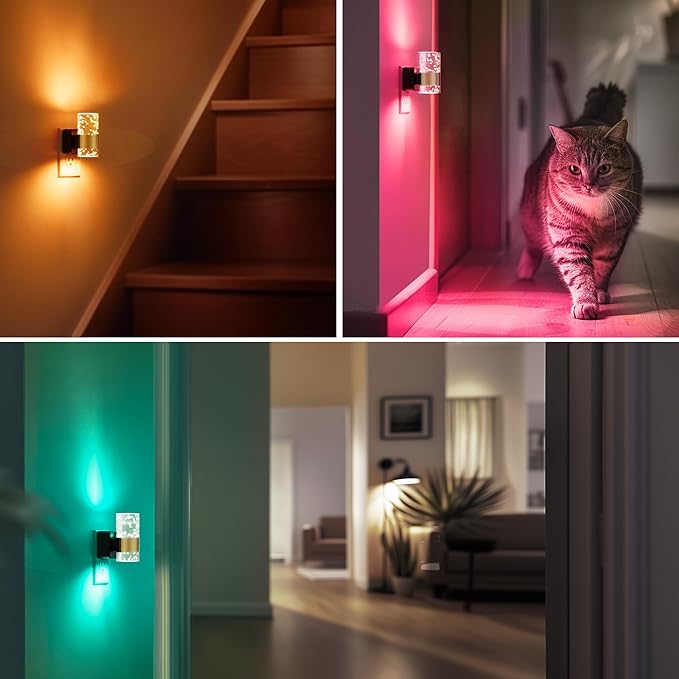 L LOHAS LED Night Light,Dimmable Night Lights Plug into Wall with Remote Control, RGB Color Changing, Dusk to Dawn Sensor, Acrylic Bubble Nightlight for Bathroom