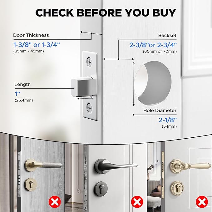 CAMCAMP Keyless Entry Door Lock, Fingerprint Door Lock with APP Remote Control, Smart Lock for Front Door/Bedroom, Easy-to-Install Keypad Deadbolt, Auto-Locking, 4 AA Batteries Include