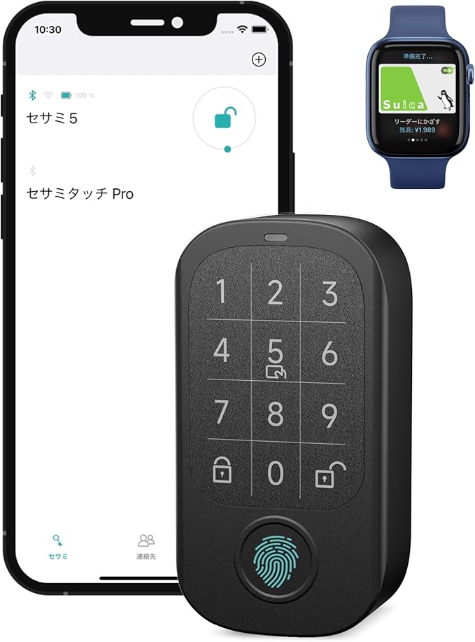 CANDY HOUSE Sesame Touch Pro, Smart Lock, Fingerprint, NFC Card, Passcord, Bluetooth Keyless Entry Door Lock for Front Door, Home, Airbnb, Vacation Rental