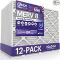 BNX TruFilter 20x24x1 Air Filter MERV 8 (12-Pack) - MADE IN USA – Dust & Pet Defense Electrostatic Pleated Air Conditioner HVAC AC Furnace Filters for Dust, Pet, Mold, Pollen MPR 600 – 700 & FPR 5