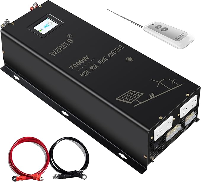 WZRELB 7000W 48V Pure Sine Wave Inverter,48 Volt DC to AC 120V 240V Split Phase Power Inverter,2*AC Hardwire Terminal,14KW Surge,High Efficiency up to 91.6%,Wireless Remote