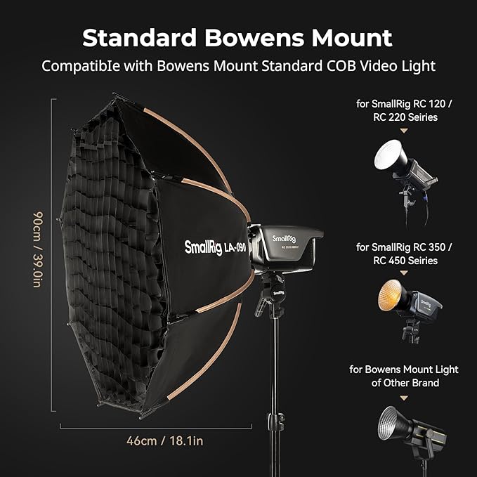 SmallRig 35"/90cm Softbox LA-O90 Quick Release Octagon Soft Box for Bowens Mount COB Lights for SMALLRIG for Neewer for Aputure for Godox
