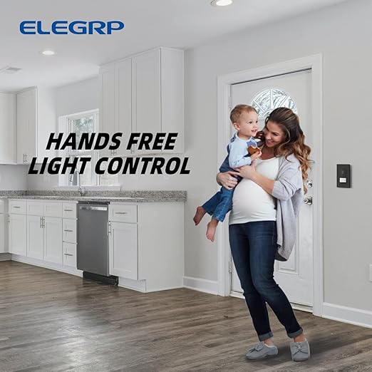 ELEGRP Matte Black Single Pole Occupancy Motion Sensor Light Switch, Need Neutral Wire, 120° Sensor Coverage PIR Infrared Motion Activated, for CFL/LED/MLV/INC/HAL/Fan, UL, 6 Pack