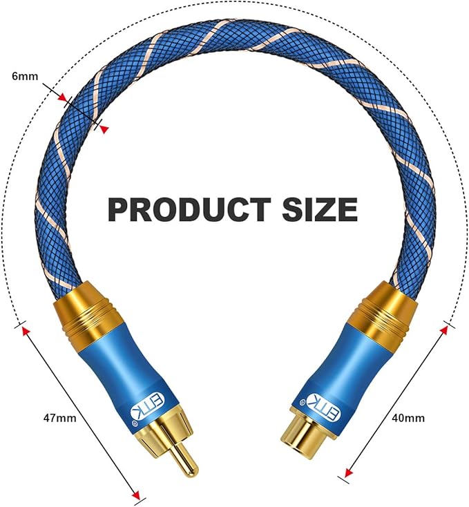 EMK Subwoofer Extension Cable(3ft/1m) Coaxial Male to Female Cable Gold Plated Copper Shell Heavy Duty Digital Coaxial Audio Cable Subwoofer Cable for Home Theater, HDTV, Amplifiers, Hi-Fi Systems