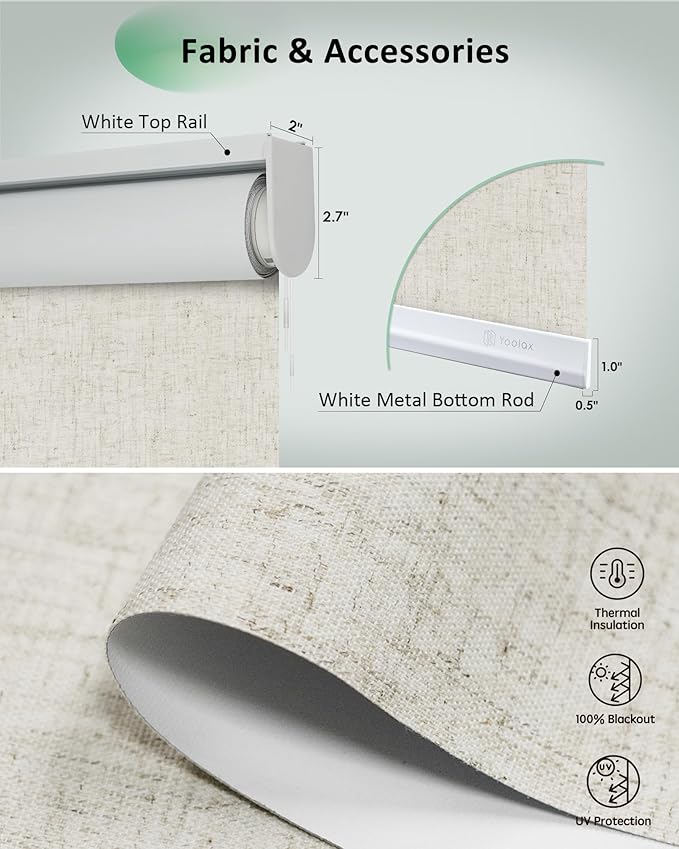 Yoolax Motorized Blinds App Control, Blackout Roller Shades for Windows, Cordless Automatic Shades Roller Window Blinds for Bedroom Living Room Office(Blackout Artisan Beige, 59" W x 72" H)