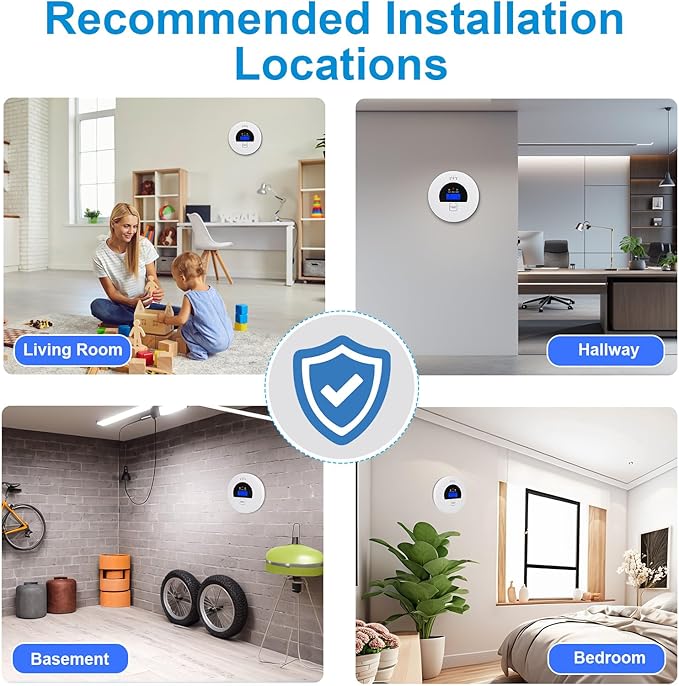 Smoke Alarm and CO Detector with LCD, Smoke Carbon Monoxide Detector with Loud 85dB, Battery Operated, Easy Setup