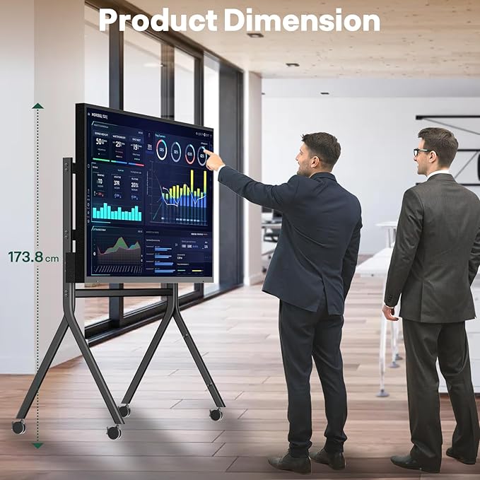 Sylvox TV Floor Stand for 65-75 Inch TVs, Heavy Duty Rolling TV Stand Max Load 132LBS/60kg, Mobile TV Cart with Lockable Wheels, Universal Flat/Curved Screen Mount, VESA 200x200 to 1200x600mm