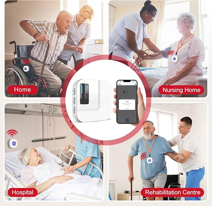 CallToU Wi-Fi Wireless Caregiver Pager Call Button for Elderly at Home , APP Emergency Alert for Seniors, Patients, and The Disabled (TY01WH-CB01-US 2-2)